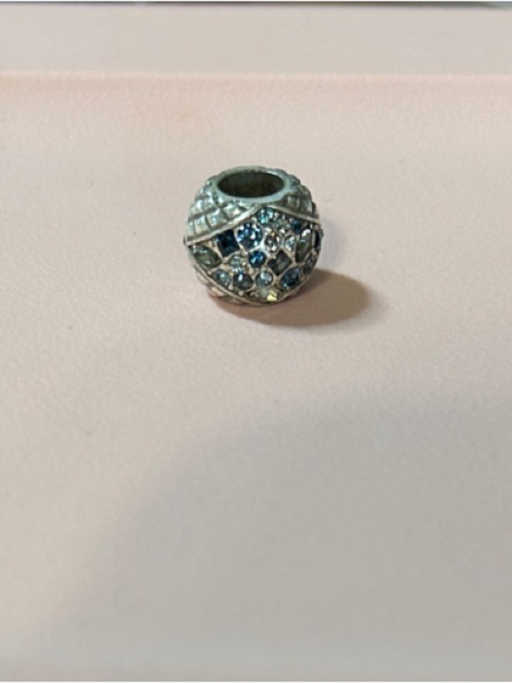 Brighton Silver and Blue Pavé Bead Bracelet Charm 0132